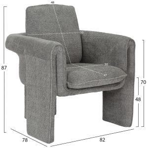 Кресло Crusher от сив текстил с метална рамка 82x78x87hcм Hm9681,01