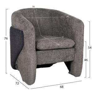Кресло Doper букле в цвят сив/син антрацит 68x72x76hcm Hm9590,01