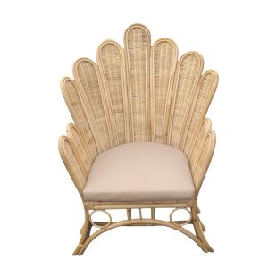 Кресло Fragia естествен ратан бежова възглавничка 103x90x120cм