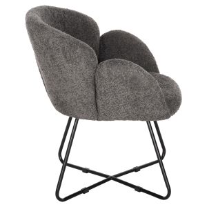Кресло Harnis Hm9603,01 сиво букле с черна метална база 82x62x72hcm