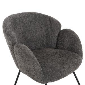 Кресло Harnis Hm9603,01 сиво букле с черна метална база 82x62x72hcm