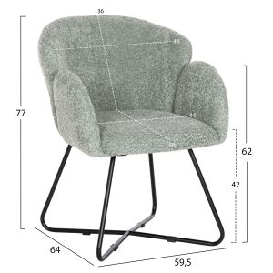 Кресло Harnis Hm9603,05 букле цвят шам фъстък с черна метална база 82x62x72hcm