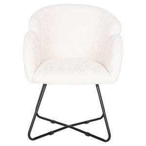 Кресло Harnis Hm9603,06 букле цвят екрю с черна метална база 82x62x72hcm