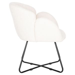 Кресло Harnis Hm9603,06 букле цвят екрю с черна метална база 82x62x72hcm