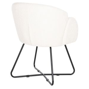 Кресло Harnis Hm9603,06 букле цвят екрю с черна метална база 82x62x72hcm