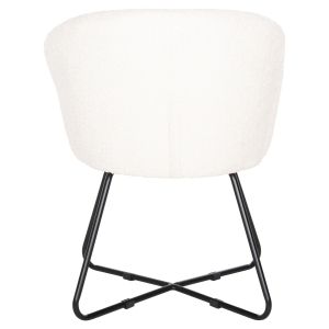 Кресло Harnis Hm9603,06 букле цвят екрю с черна метална база 82x62x72hcm