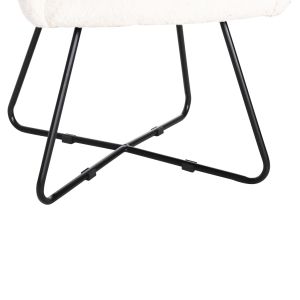 Кресло Harnis Hm9603,06 букле цвят екрю с черна метална база 82x62x72hcm