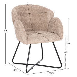 Кресло Harnis Hm9603,08 бежово букле с черна метална база 82x62x72hcm