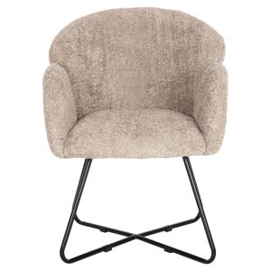 Кресло Harnis Hm9603,08 бежово букле с черна метална база 82x62x72hcm