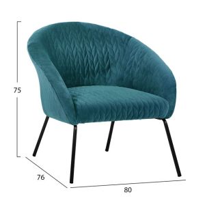 Кресло Joyce кадифе цвят тюркоаз Hm8549,09
