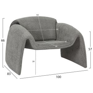 Кресло Laforge Hm9679,01 сиво плюшено букле 100x83x66cm
