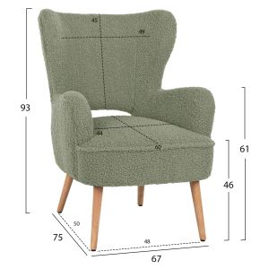 Кресло Mylie Hm8394,27 букле цвят шам фъстък 66x75x93hcm