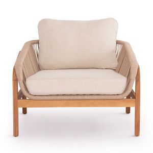 Кресло Oasis Biege Sm6226 дърво тропическа акация-алуминий и въже бежов 92x80x71.5-82в см. градински комплект 4 части Orion Corner Sm6191.02 бял алуминий и бежов олефин