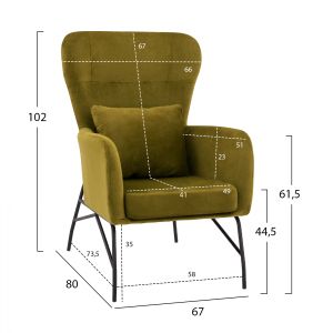 Кресло Olive с черни метални крака Hm8721,13