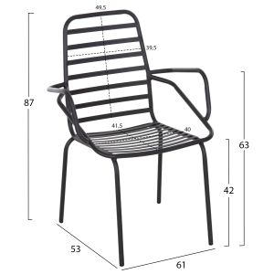 Armchair Outdoor Free Hm6045 metal black 61x53x87cm