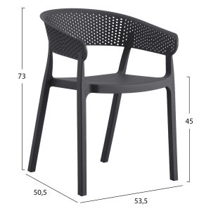 Armchair Polypropylene Perfoe Hm5941,10 gray 53,5x50,5x73cm
