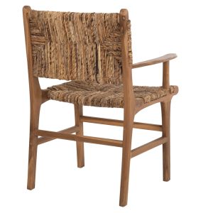 Кресло Professional Solid Teak Wood And Rush-matt 57,5x59x87cm Hm9400,11
