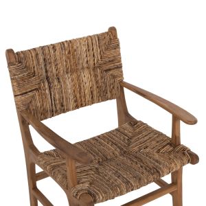 Кресло Professional Solid Teak Wood And Rush-matt 57,5x59x87cm Hm9400,11