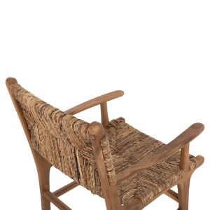 Кресло Professional Solid Teak Wood And Rush-matt 57,5x59x87cm Hm9400,11
