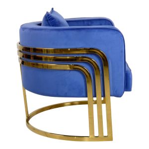Roblu Tiana armchair gold metal and velvet fabric in a blue shade 72x77.4x70cm