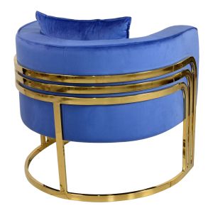 Roblu Tiana armchair gold metal and velvet fabric in a blue shade 72x77.4x70cm