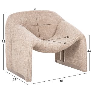 Кресло Spiner бежово букле 81x64x74hcм Hm9599,08