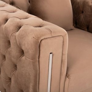 Кресло T,chesterfield Mobar Hm3261,03 бежово плюшено с метални крака 99x86,5x77hcm