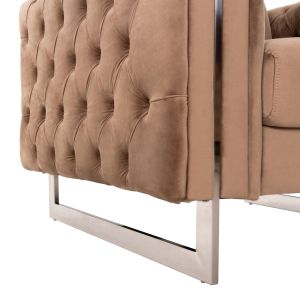 Кресло T,chesterfield Mobar Hm3261,03 бежово плюшено с метални крака 99x86,5x77hcm