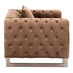 Кресло T,chesterfield Mobar Hm3261,03 бежово плюшено с метални крака 99x86,5x77hcm