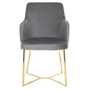 Triana armchair gray velvet with gold metal legs 54.5x60.5x85.5hcm Hm9278.11