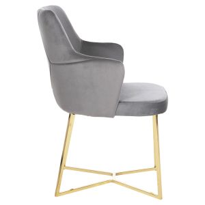 Triana armchair gray velvet with gold metal legs 54.5x60.5x85.5hcm Hm9278.11