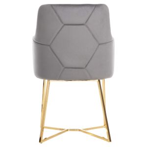 Triana armchair gray velvet with gold metal legs 54.5x60.5x85.5hcm Hm9278.11