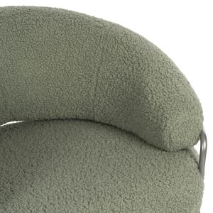 Кресло Trudi Hm8639,27 букле цвят шам фъстък и сребърна метална рамка 84x79x76hcm