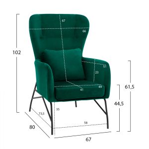 Кресло в кипърско зелено с черни метални крака Hm8721,03