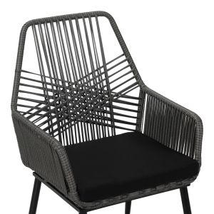 КРЕСЛО ОТ РАТАН TANISH PE В СИВ НЮАНС С ЧЕРНИ МЕТАЛНИ КРАКА 58X58.5X87СМ