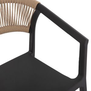 Кресло полипропилен Bogi Hm6240.02 черно с бежово Pp въже 54x53x75hcm.