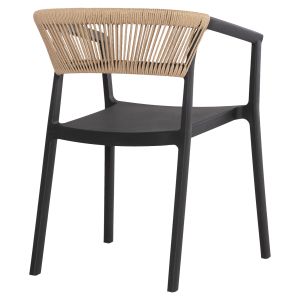 Кресло полипропилен Bogi Hm6240.02 черно с бежово Pp въже 54x53x75hcm.