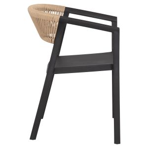 Кресло полипропилен Bogi Hm6240.02 черно с бежово Pp въже 54x53x75hcm.