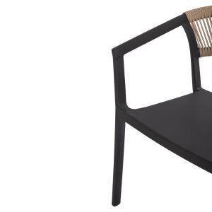 Кресло полипропилен Bogi Hm6240.02 черно с бежово Pp въже 54x53x75hcm.
