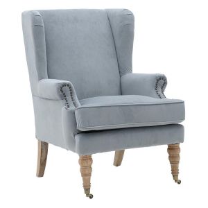 Rayon armchair, gray velvet fabric