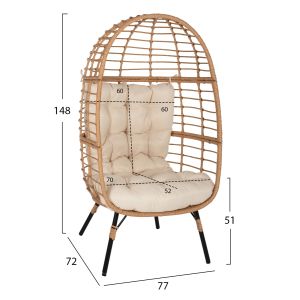 Кресло ратан овал Hm5869,01 метална основа 77x72x148cm