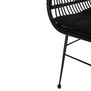 Armchair with seat cushion metal frame Allegra Hm5450,32 black rattan in woven material 58x59x82cm