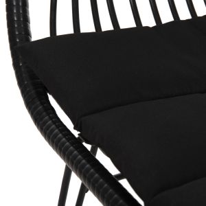 Armchair with seat cushion metal frame Allegra Hm5450,32 black rattan in woven material 58x59x82cm