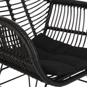 Armchair with seat cushion metal frame Allegra Hm5450,32 black rattan in woven material 58x59x82cm