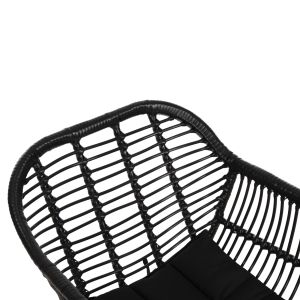 Armchair with seat cushion metal frame Allegra Hm5450,32 black rattan in woven material 58x59x82cm