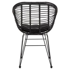 Armchair with seat cushion metal frame Allegra Hm5450,32 black rattan in woven material 58x59x82cm