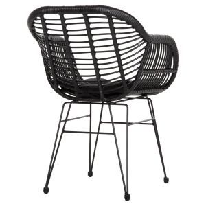 Armchair with seat cushion metal frame Allegra Hm5450,32 black rattan in woven material 58x59x82cm