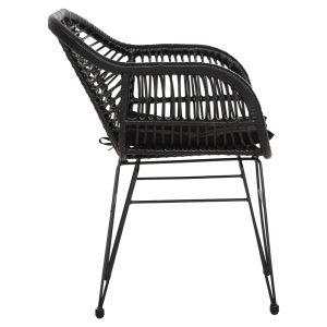 Armchair with seat cushion metal frame Allegra Hm5450,32 black rattan in woven material 58x59x82cm