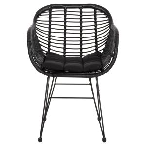 Armchair with seat cushion metal frame Allegra Hm5450,32 black rattan in woven material 58x59x82cm
