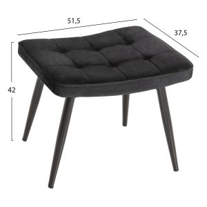 Кресло с табуретка Crawley Hm8918,04 черно плюшено с метални крака 70x57x103hcm